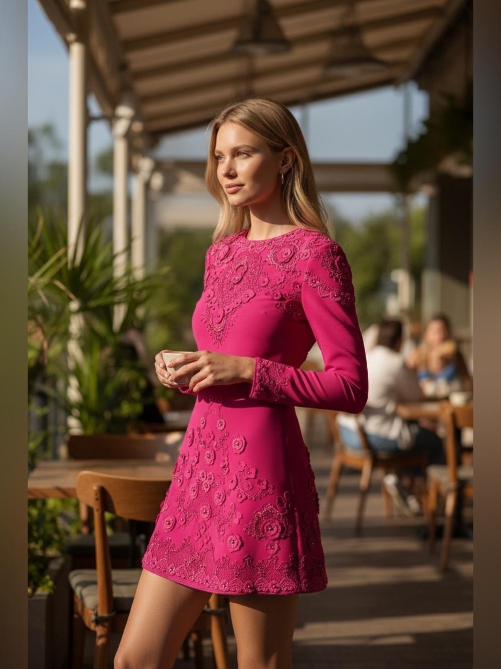 Carolina Herrera New Floral Appliqué Embellished Mini Dress In Berry 8 $3,990.00